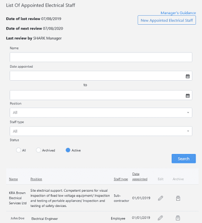 Appointed Electrical Staff
